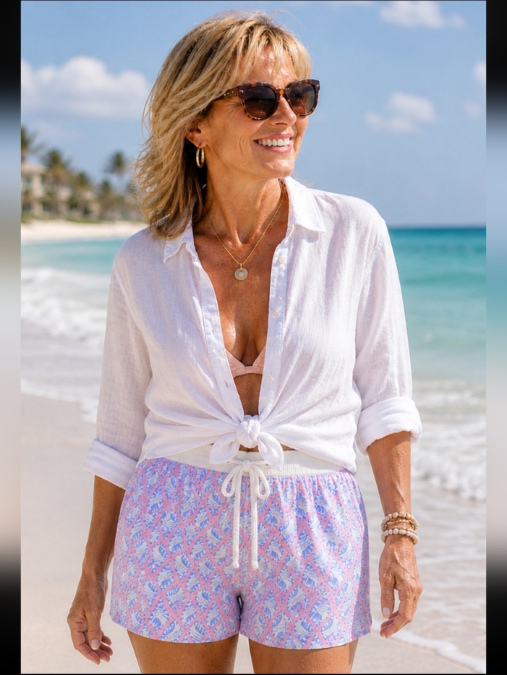Lilly Pulitzer Linen A Little Tipsy Chrissy Shell Tie Waist Beach Shorts